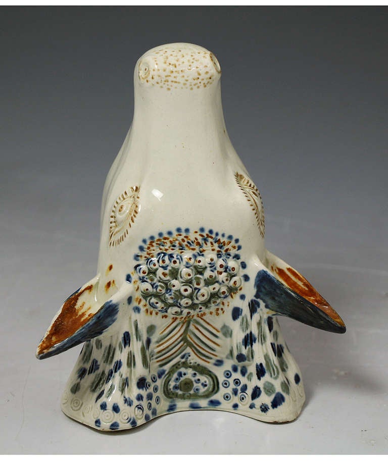 18th Century and Earlier Antique English Prattware pottery stag head stirrup cup circa 1790