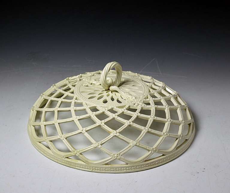 18th Century and Earlier Antique period creamware English pottery chestnut basket 18th century