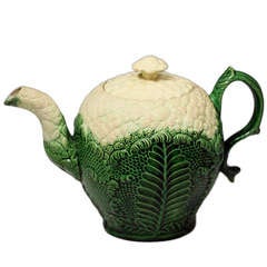 Antique English Staffordshire pottery teapot in the form of a cauliflower c1765 