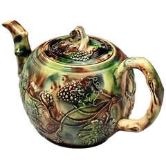 Antique English Staffordshire Whieldon type pottery teapot circa 1765 