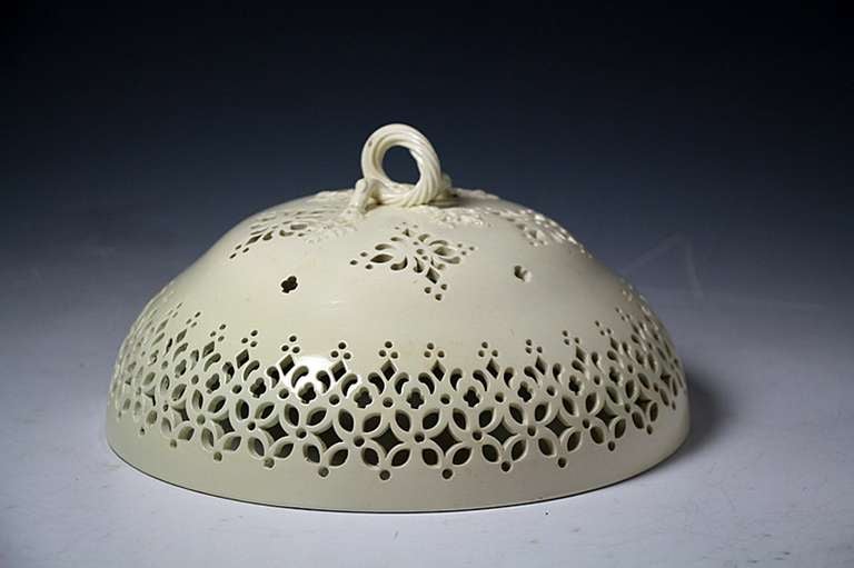 18th Century and Earlier Antique period creamware pottery chestnut basket and stand. Leeds Pottery c1780 