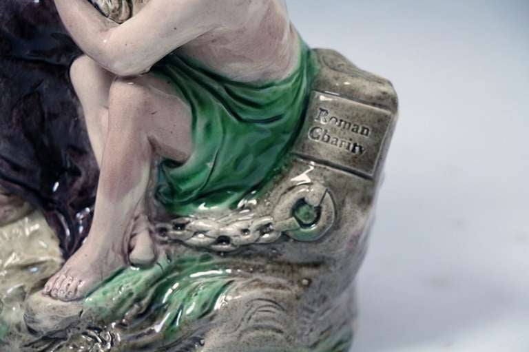 18th Century and Earlier Antique English Staffordshire pottery figure by Ralph Wood ROMAN CHARITY