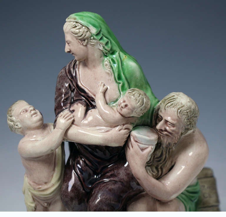 Antique English Staffordshire pottery figure by Ralph Wood ROMAN CHARITY 1