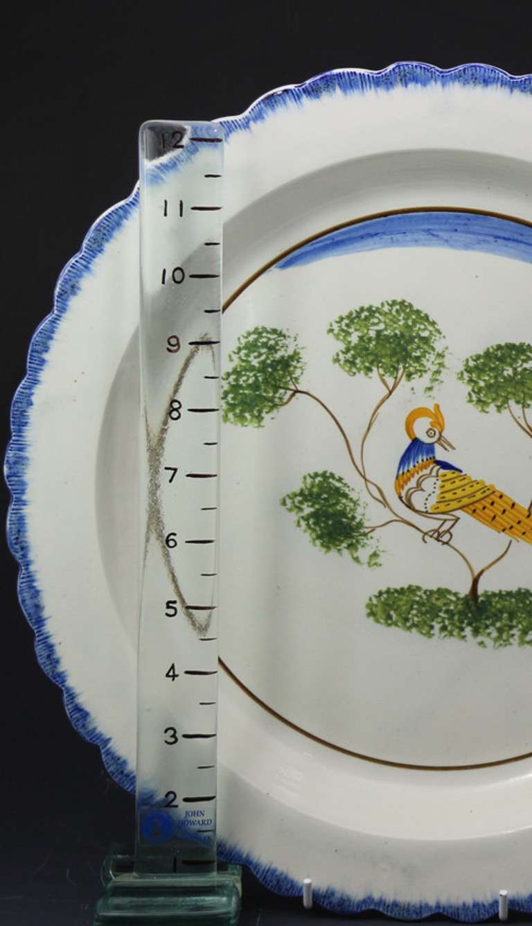 George IV Antique Pottery Pearlware Charger with Peafowl, English, Early 19th Century
