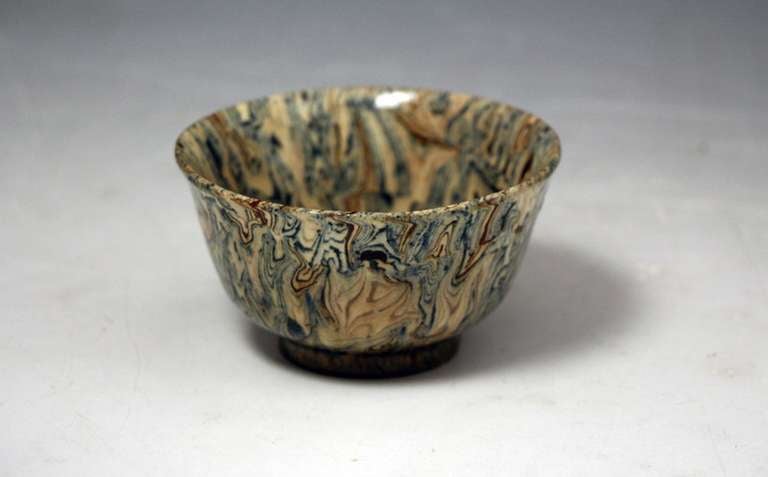 18th century Staffordshire pottery agateware bowl c1760. 
A fine example, a gem of a piece. 

Provenance: USA Private collection  

Staffordshire