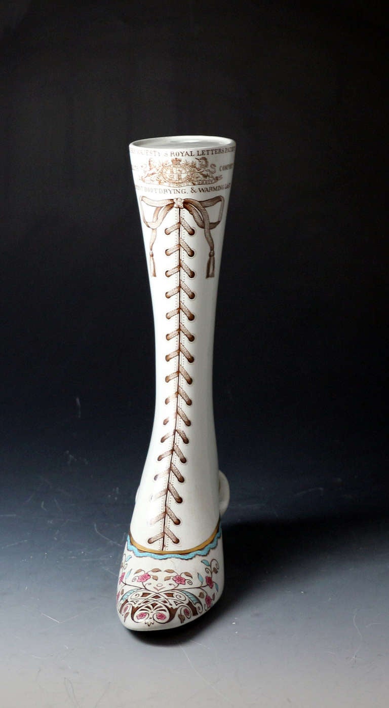 English Victorian Period Pottery Shoe Warmer with Royal Patent