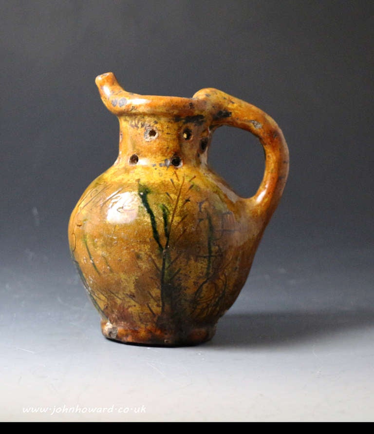 Antique English Earthenware, Donyatt Pottery Puzzle Jug For Sale at 1stDibs