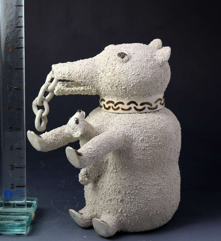 English Antique Staffordshire Saltglaze Pottery Bear Jug