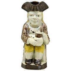 Antique pottery Toby Jug known as the thin face man. c1790/1800