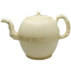 Antique English creamware pottery punch pot 18th century c1765