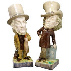 Used Victorian Staffordshire majolica pottery political caricature figures