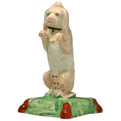 Antique Staffordshire Pottery Figure Of A Begging Dog Early 19th Century