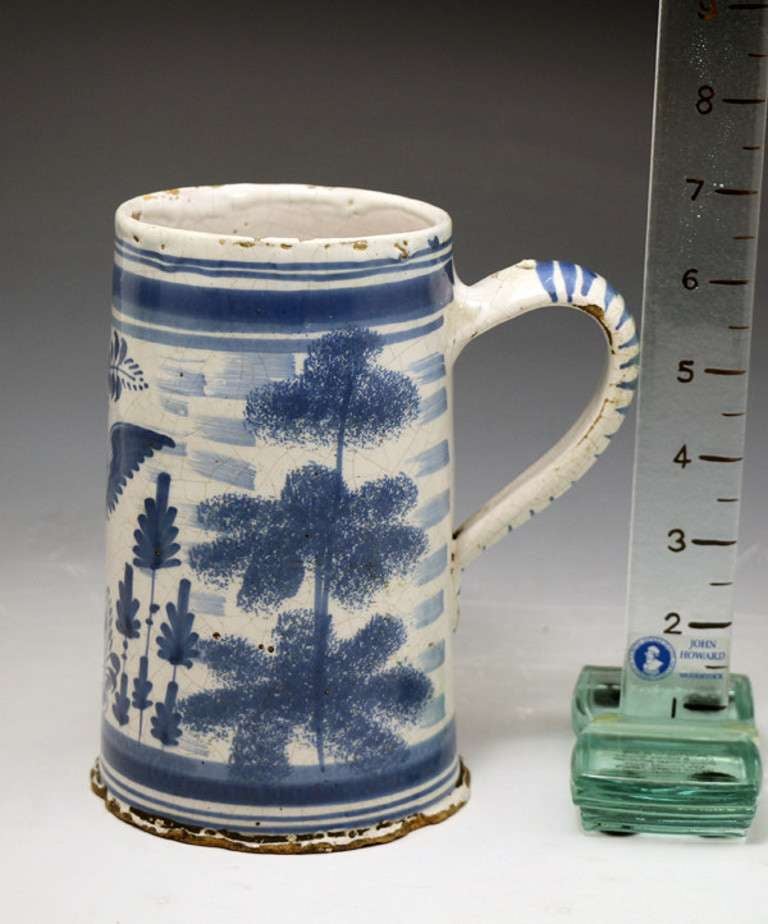 Antique Delft Pottery Tankard Dutch 18th century period In Excellent Condition In Woodstock, OXFORDSHIRE