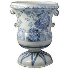 Antique Delftware Pottery Urn