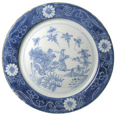 Antique English, Large Sized Delftware Plate
