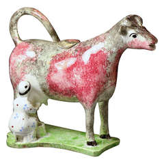 Antique English Pottery Figure in the Form of a Cow Creamer