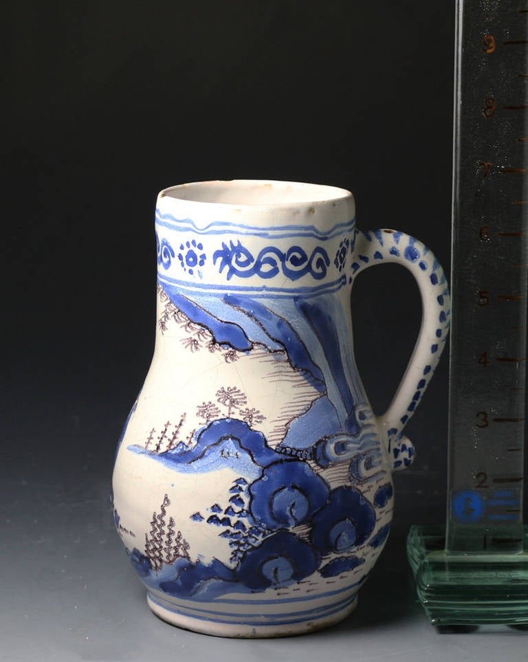 English Delftware Pottery Tankard, Probably Brislington In Good Condition In Woodstock, OXFORDSHIRE