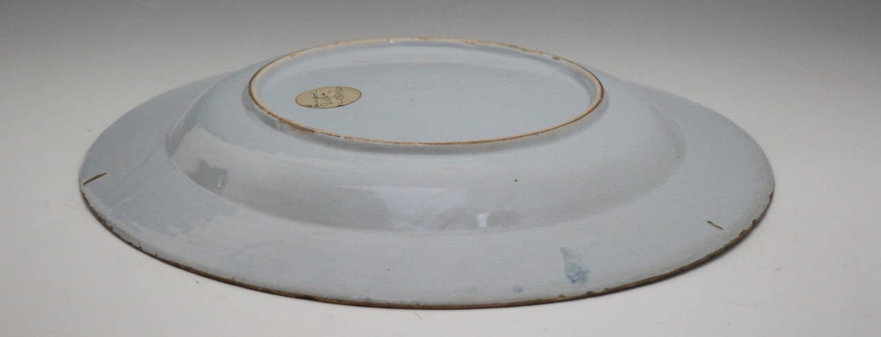 English Delftware Pottery Charger with Fazackerly Liverpool Polychrome Colours
