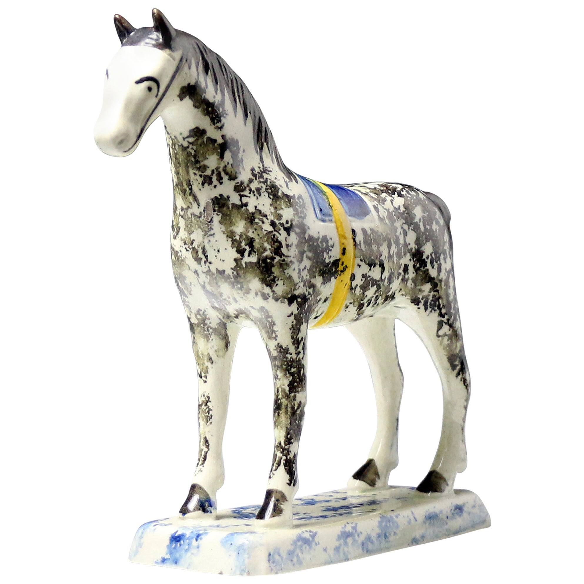 Antique English Pottery Figure of a Standing Horse, circa 1800 For Sale
