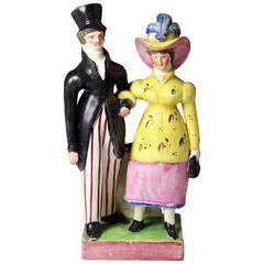Antique Staffordshire Pottery Pearlware Figures of the Dandies