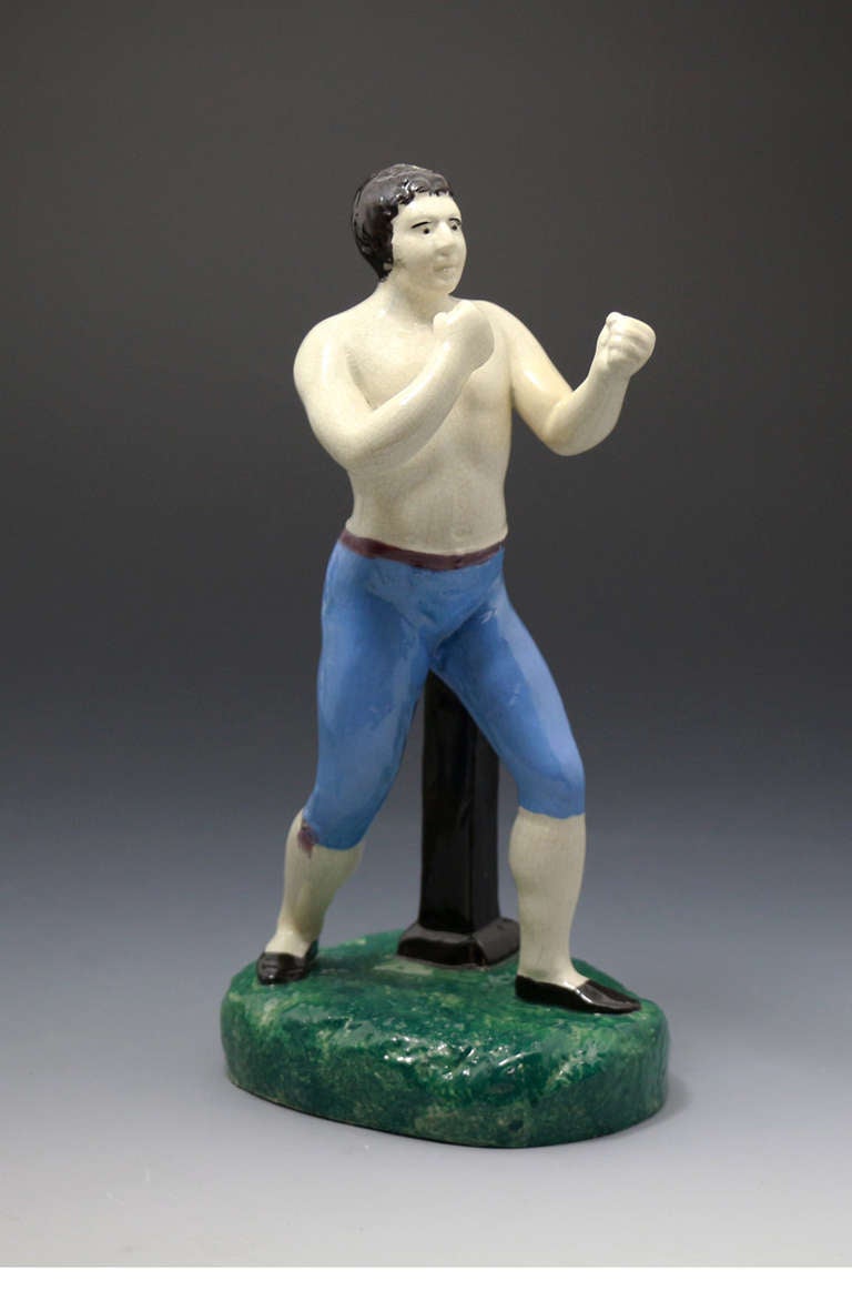 Antique Scottish Pottery Figure of Tom Cribb the English Boxer