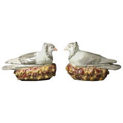 Pair of Staffordshire Figures of Doves in the Form of Tureens Pearlware