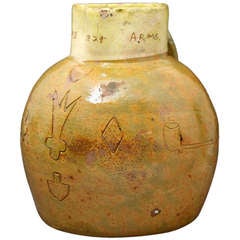 English Devon Pottery Cider Jug Inscribed Farmers Arms and Dated 1829