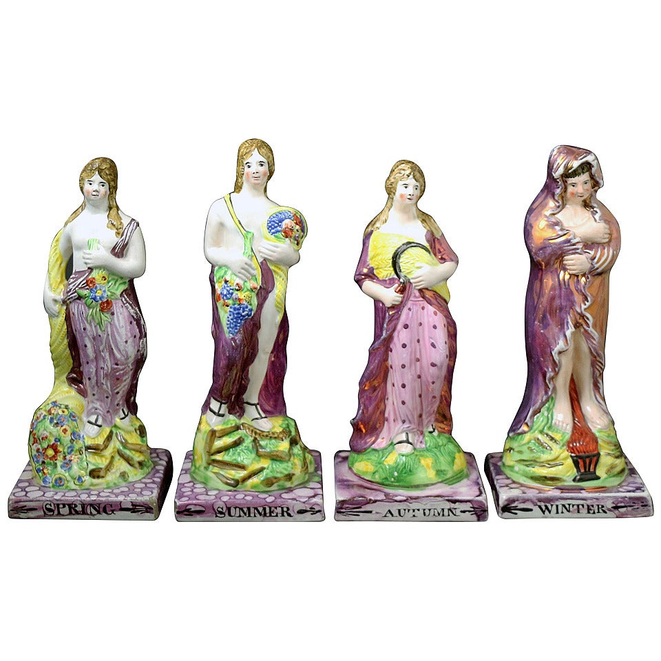 Set of the Four Seasons Figures in Pink Luster