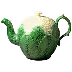 Antique Staffordshire Creamware Pottery Cauliflower Teapot
