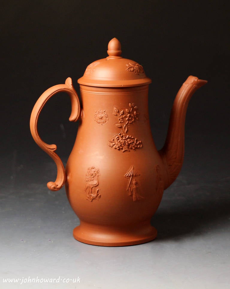 Staffordshire Pottery Redware Chocolate Pot