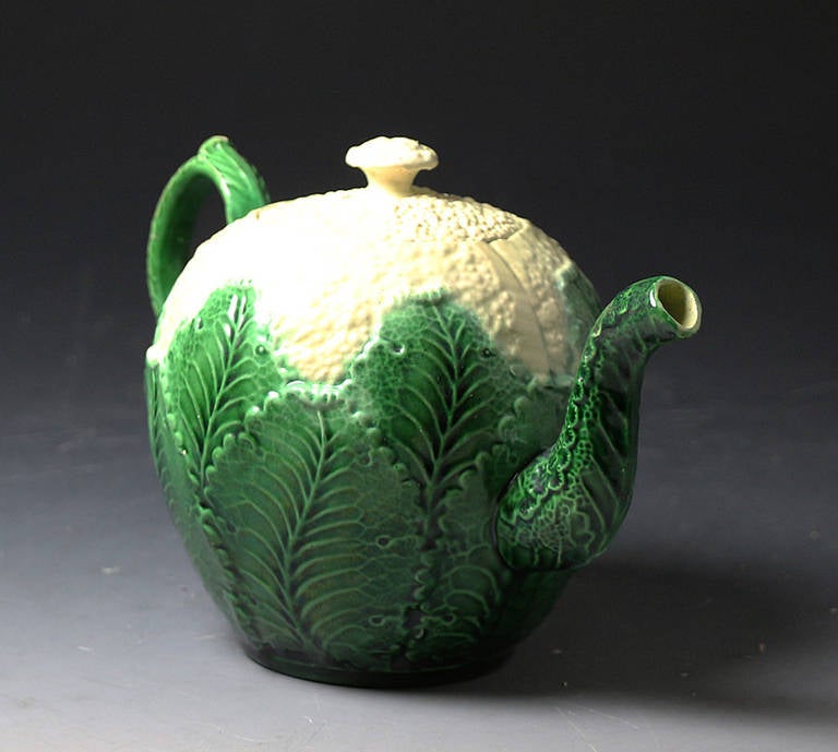 English Staffordshire Creamware Pottery Cauliflower Teapot