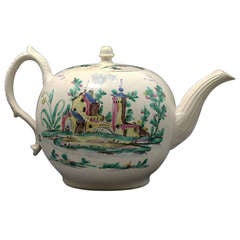 Antique Period Saltglaze Teapot with Enamel Colours Named and Dated 1764
