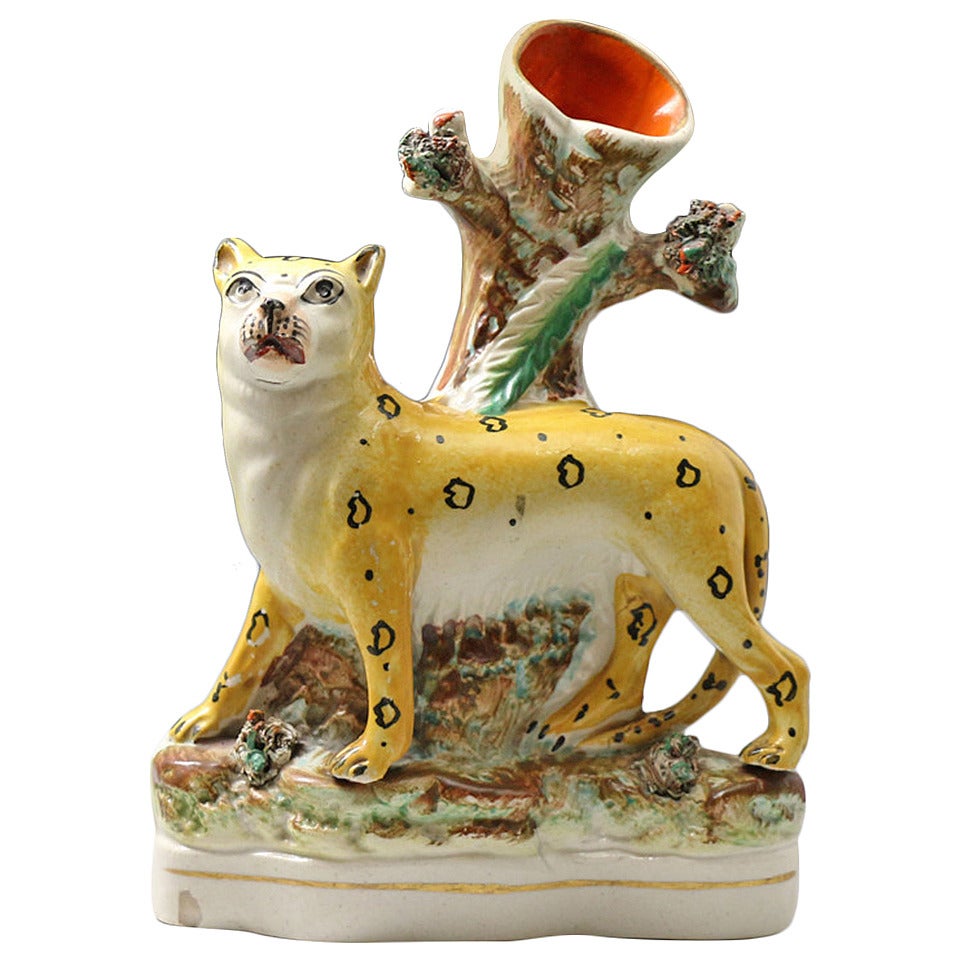 Staffordshire Pottery Figure of a Standing Leopard