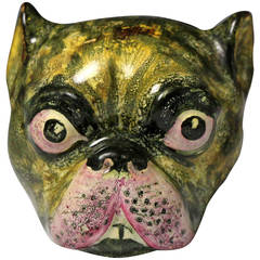 Pottery Figure of Pug Dog's Head in the Form of a Snuff Box