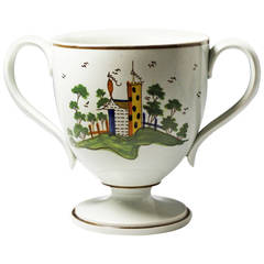 Antique English pottery Prattware loving cup c1810 6
