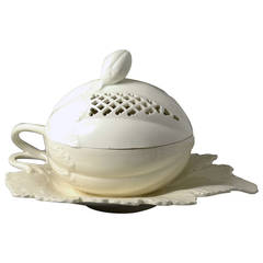 Antique 18th Century English Creamware Pottery Melon Tureen 8