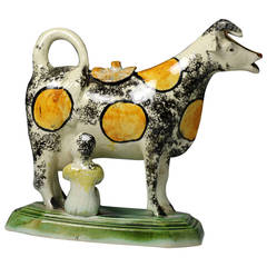 Antique English Pottery Cow Creamer