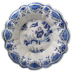 English delftware pottery lobed dish