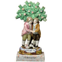 Antique English, staffordshire Pottery Pearlware Boage Figure "Friendship" Early 19th Century Period