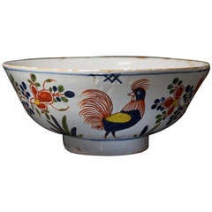 Antique delftwarepottery bowl with polychrome colours London Delft early 18th century period