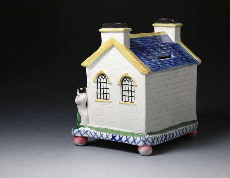 English Antique Period Pottery Wesleyian Chapel Money Box Bank from Mexborough Pottery Yorkshire