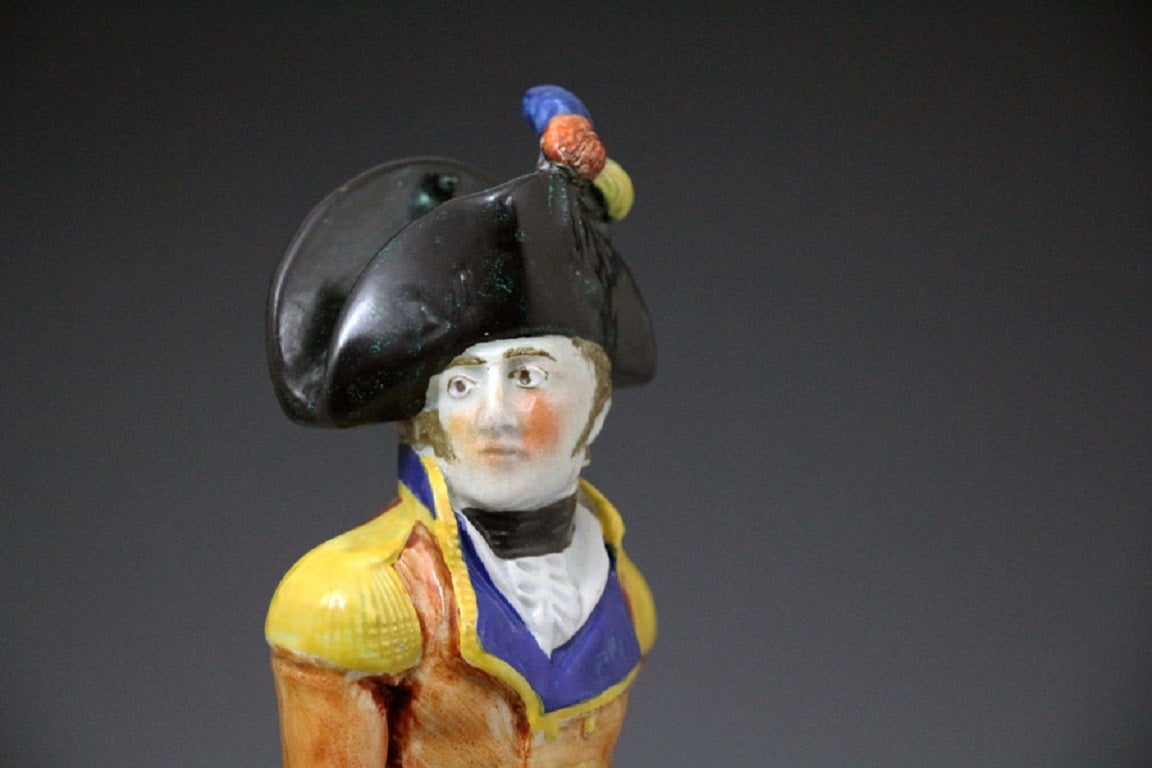 18th Century Antique Staffordshire Pottery Figure of Duke Wellington, Early 19th Century
