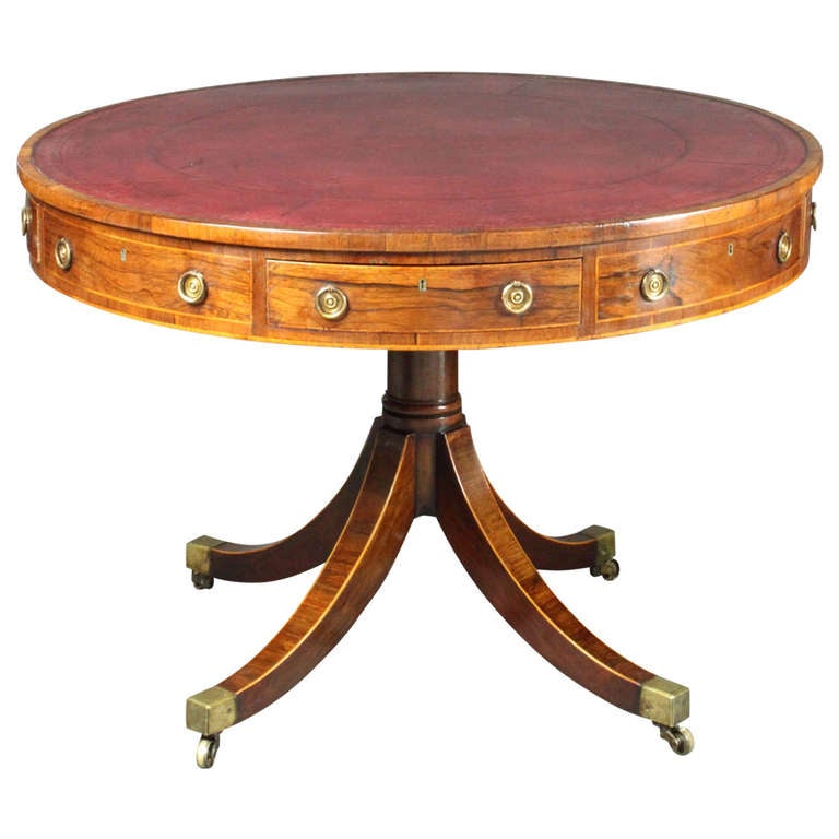 Antique rosewood drum table For Sale at 1stdibs