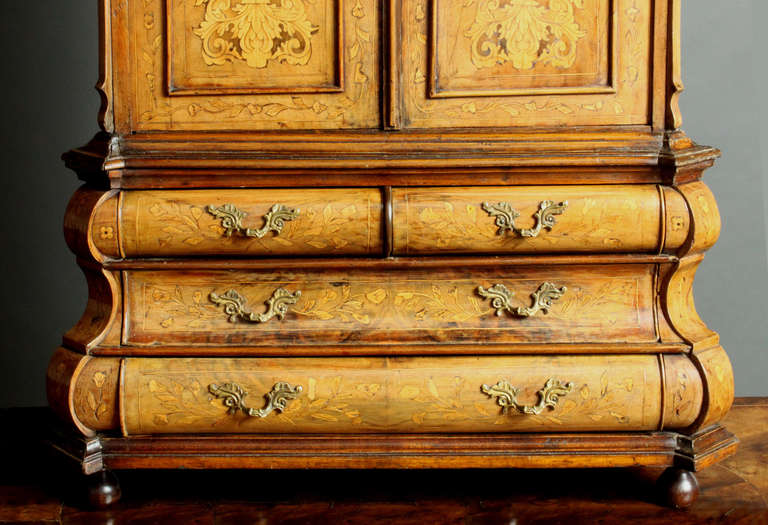 Walnut Antique miniature marquetry armoire