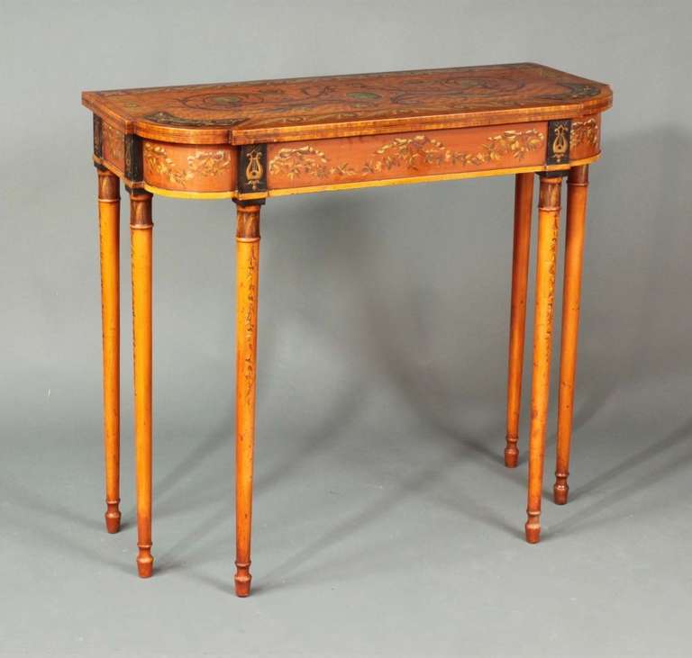 Anglais Table de pilier ancienne en bois de satin et peinte en vente