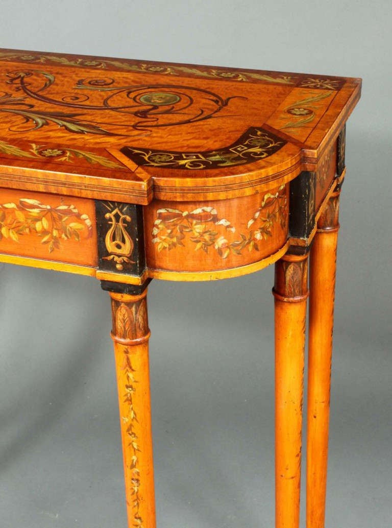 English Antique Satinwood and Painted Pier Table For Sale