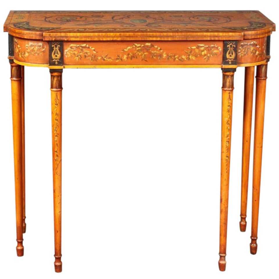 Table de pilier ancienne en bois de satin et peinte en vente