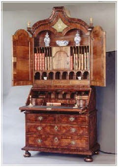 Superb antique mirror door bureau bookcase c.1700