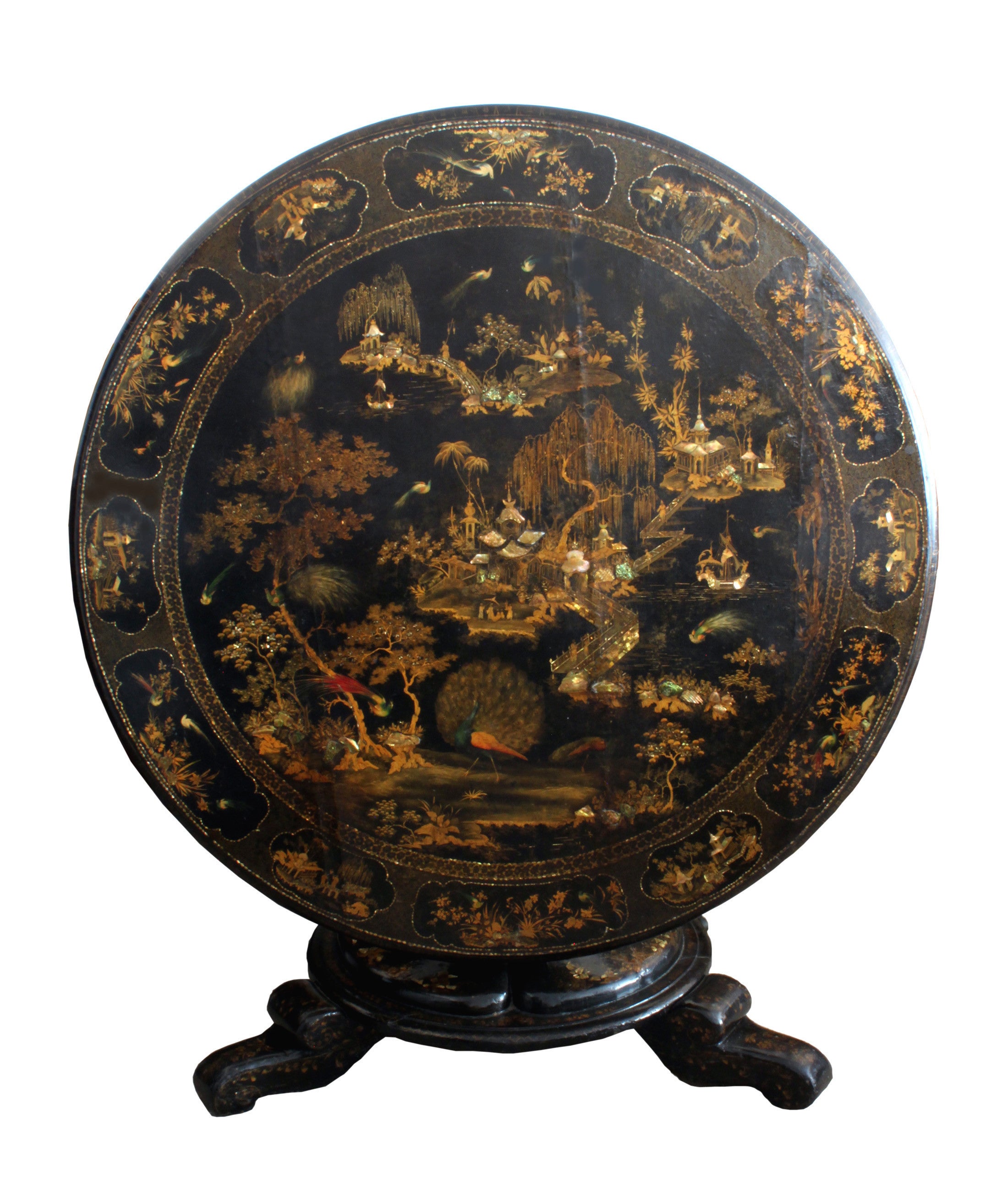 Antique English Japanned Tilt-Top Table For Sale