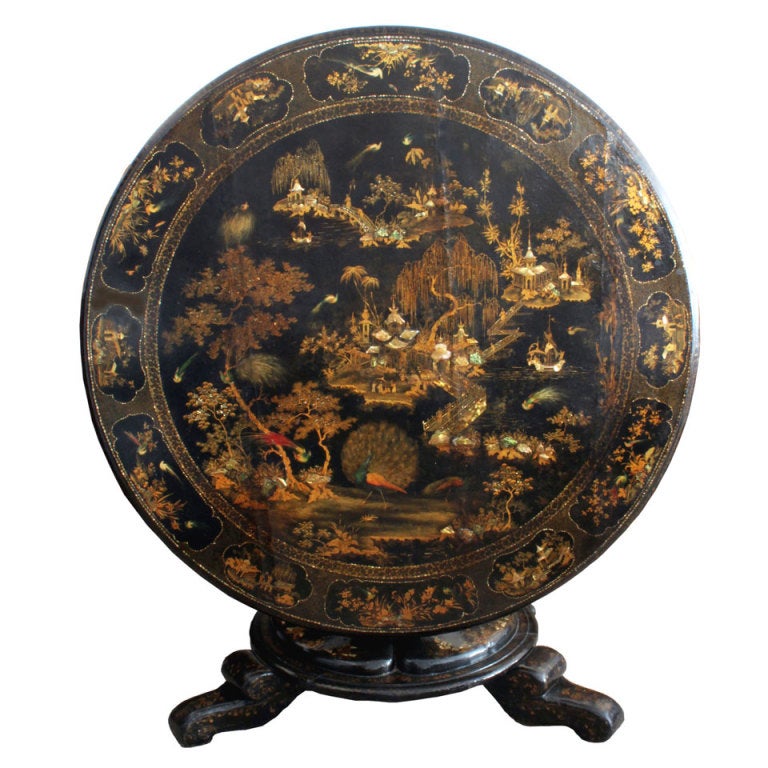Antique English Japanned Tilt Top Table For Sale At 1stdibs